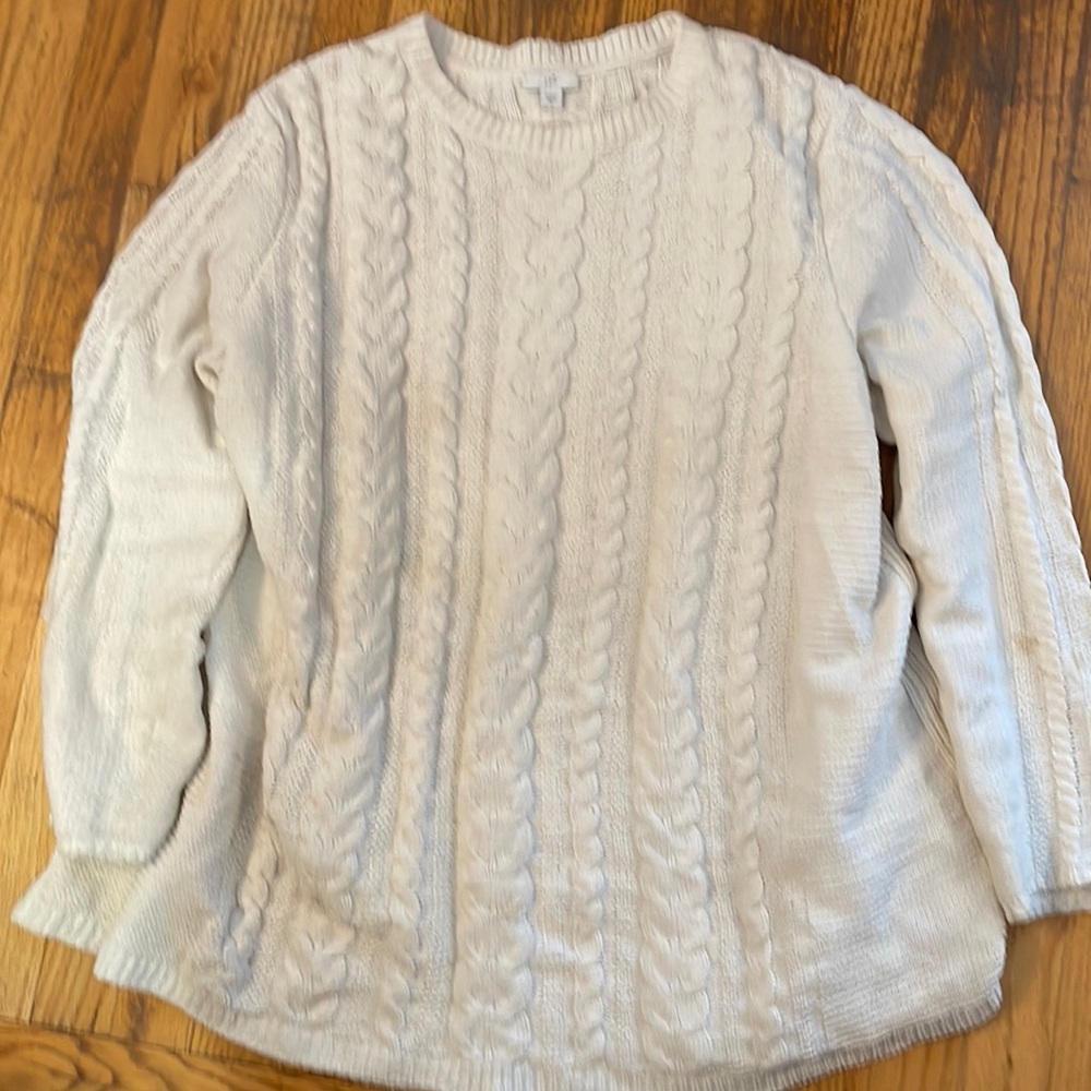 J.Jill XL off-white chenille cable super soft sweater